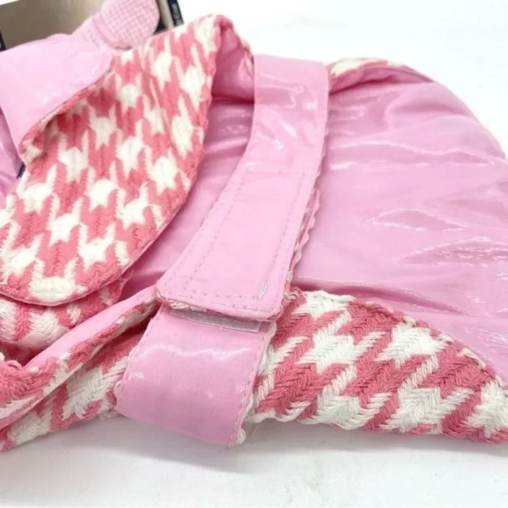 Zack & Zoey Pink Houndstooth Dog Reversible Rain Jacket Coat XS